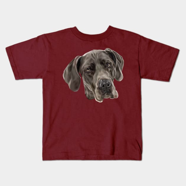 Blue Great Dane Kids T-Shirt by painteddreamsdesigns